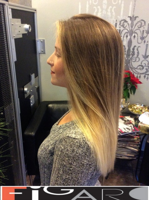 On this image the balayage hair coloring done by Elena Bogdanets famous hair colorist from Toronto