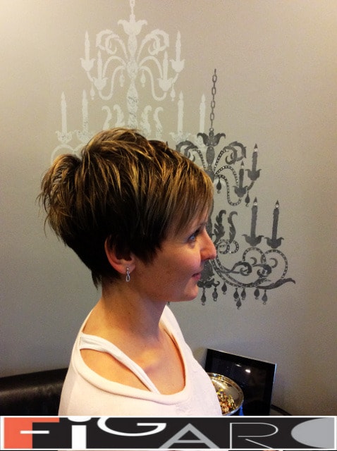 pixie cut with side bangs for short hairstyle by Elena Bogdanets Celebrity hair stylist