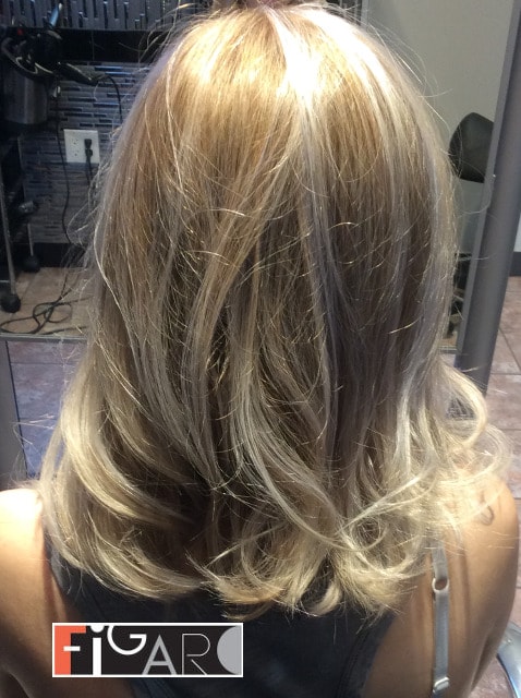 On this image the balayage hair coloring done by Elena Bogdanets famous hair colorist from Toronto