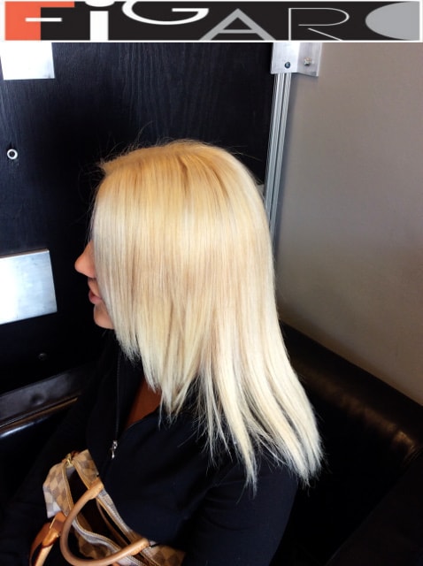 Front layers medium length haircut  done by Elena Bogdanets Toronto