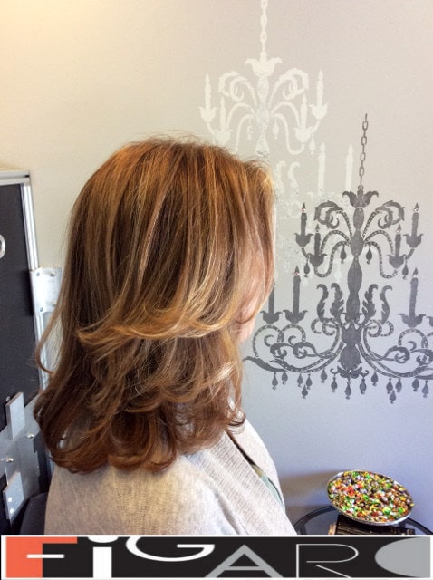 Layered medum length haircut by Elena Bogdanets Toronto