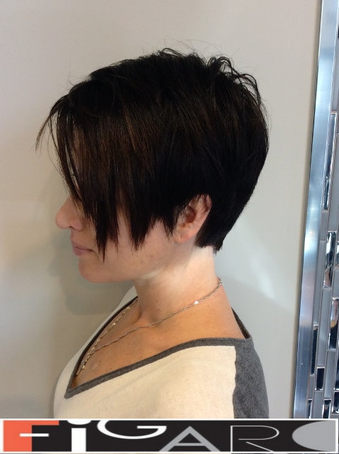 Asymmetrical cut for short hair by Elena Bogdanets Celebrity hair stylist