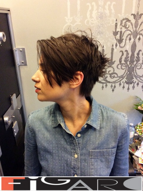 Short Asymmetrical pixie cut for short hair by Elena Bogdanets Celebrity hair stylist