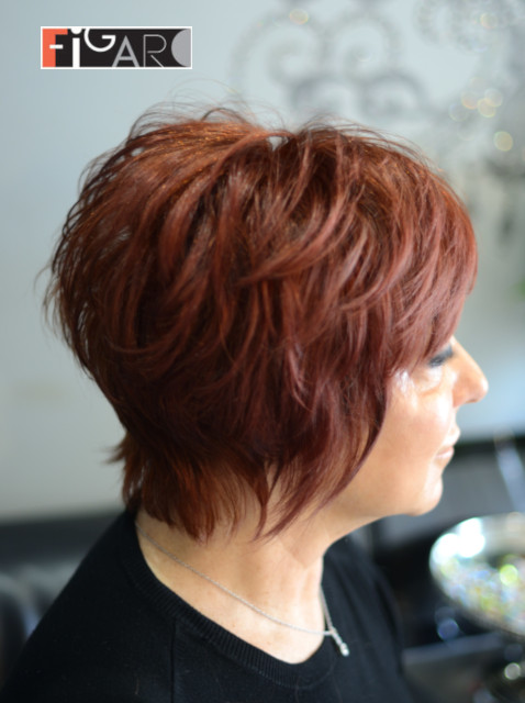 Short pixie cut 2019 red color by Elena Bogdanets Celebrity hair stylist